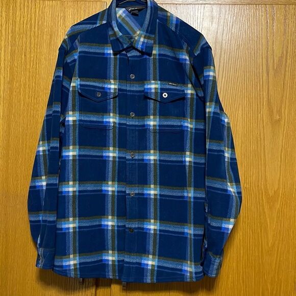 Eddie Bauer blue plaid heavy soft flannel shirt/jacket (shacket). Large - Picture 1 of 7